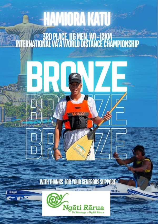 Hamiora Katu Brings Home Bronze at International Waka Ama Champs in Brazil